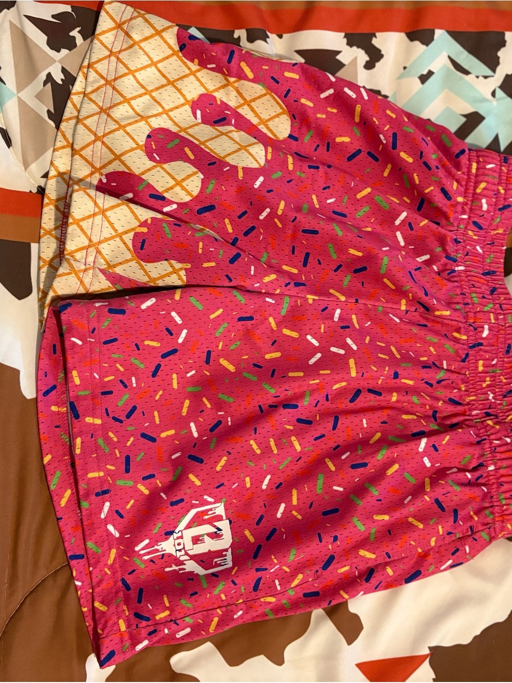 Kids Pink Sprinkle Print Athletic Shorts